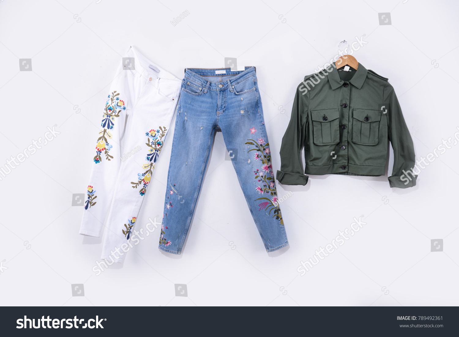 white jeans with flowers
