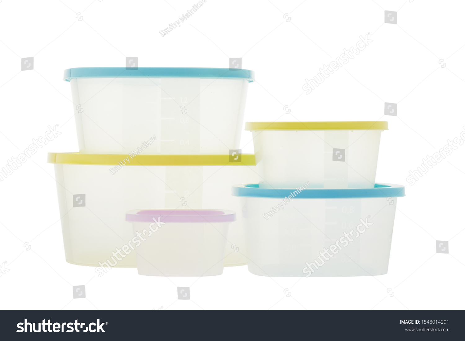  White Resting Curve Template Design Featuring Set of Empty Transparent Plastic Containers for Food
