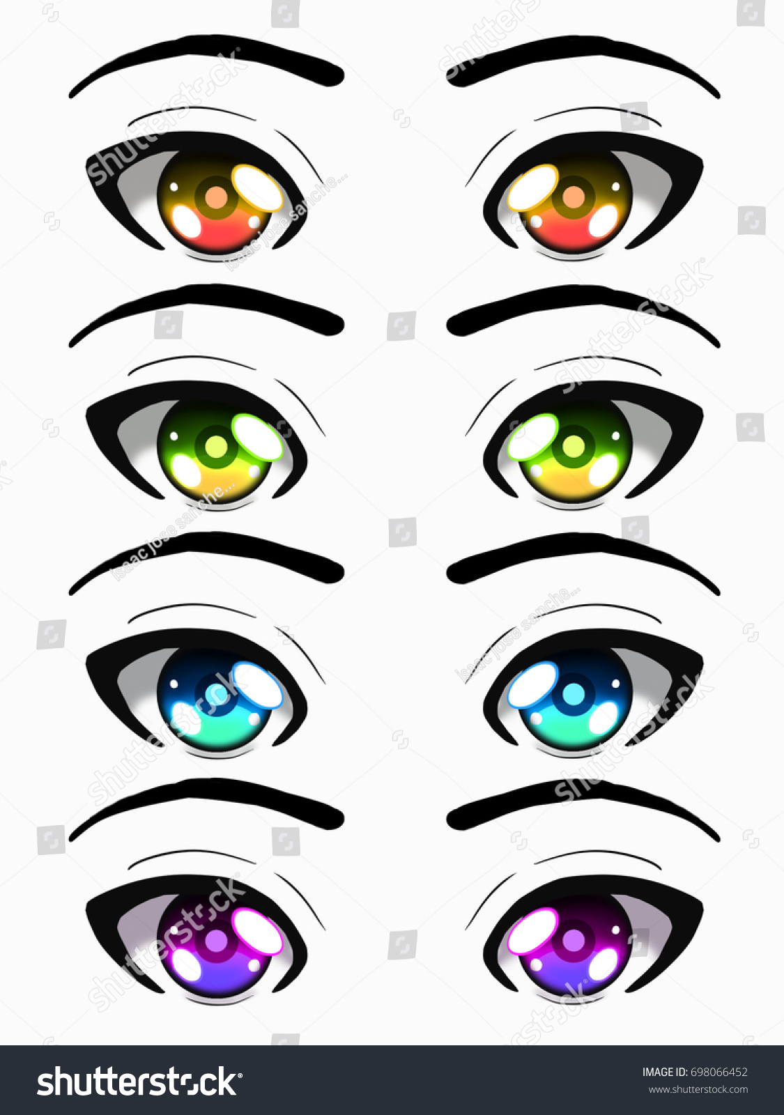 Set Eyes Beutiful Colors Anime Style Stock Illustration 698066452 ...