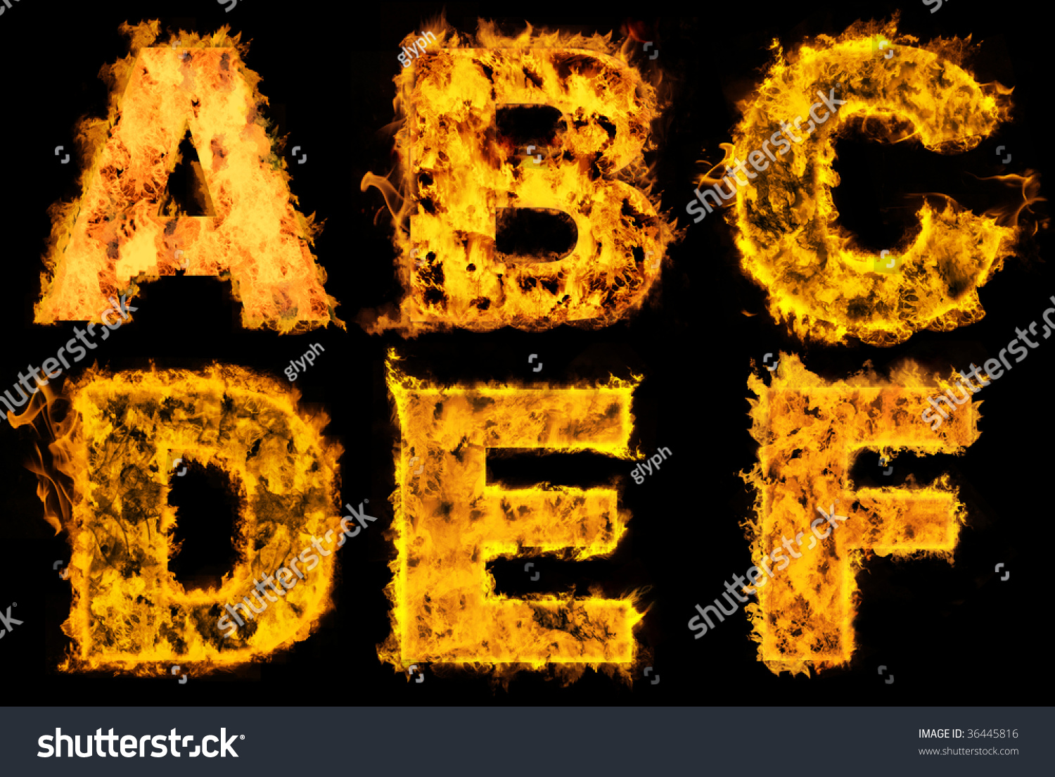 Set Of Fiery Alphabet, Letters A-F Stock Photo 36445816 : Shutterstock