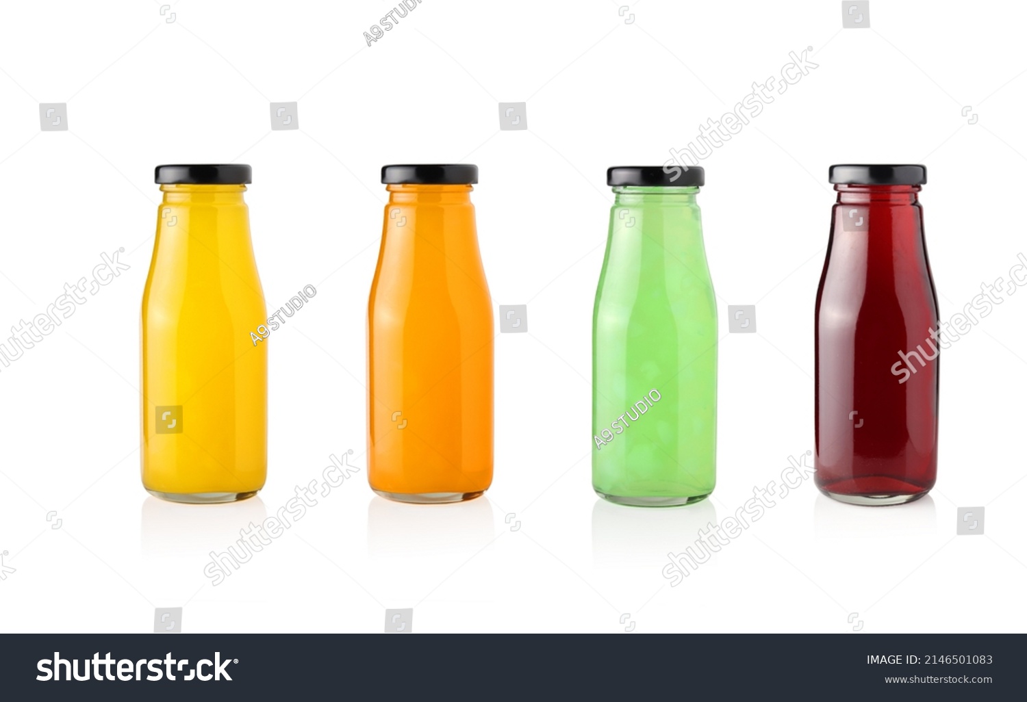 Set Fruit Juices Glass Bottles Isolated Stock Photo 2146501083 ...