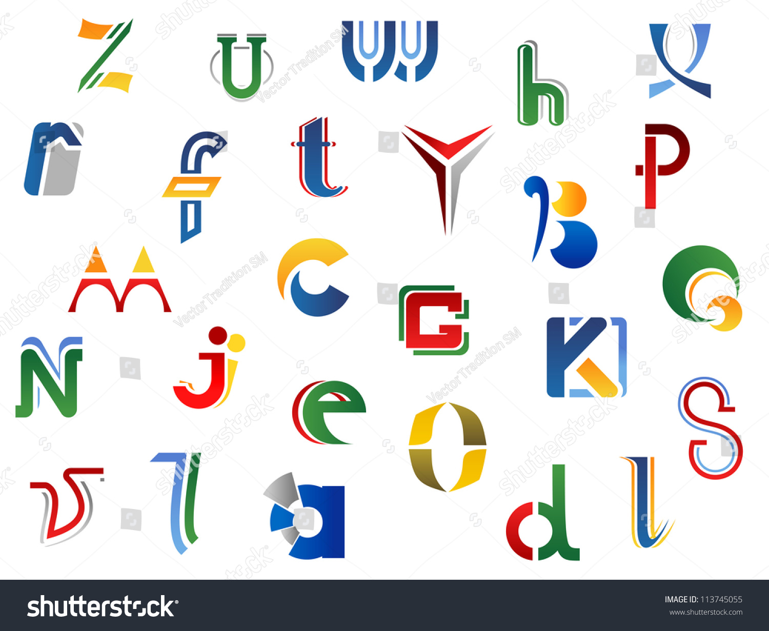 Set Of Full Alphabet Letters And Icons For Alphabet Design, Such A Logo ...