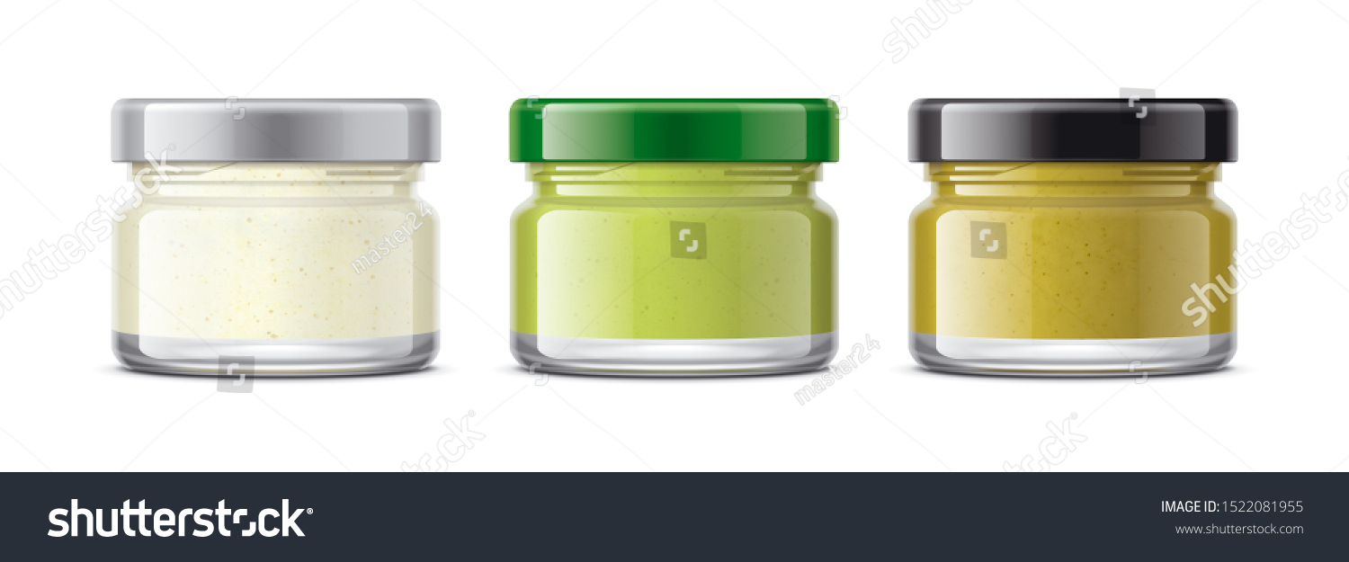 Download Set Glass Jar Sauces Mustard Wasabi Stock Illustration 1522081955 Yellowimages Mockups