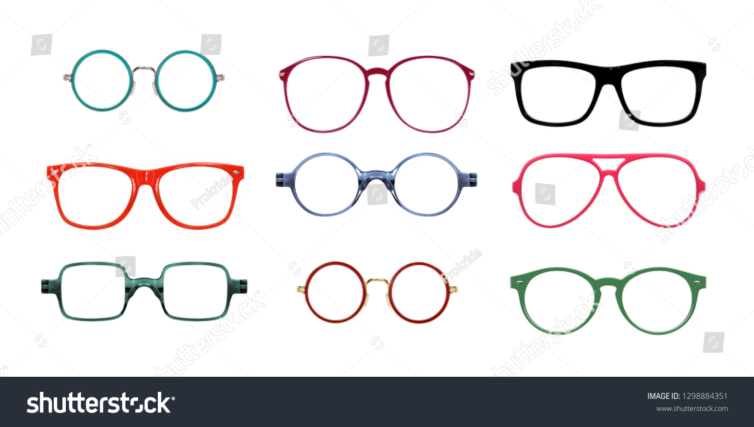 Set Glasses Isolated On White Background Stock Photo 1298884351 ...