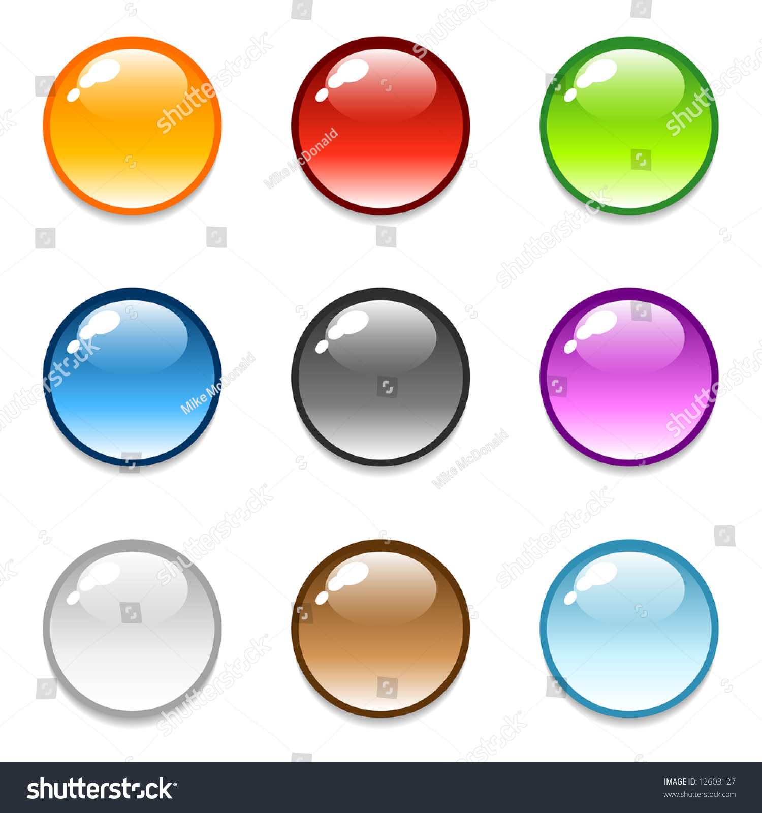 Set Of Glossy Round Sphere Button Icons Stock Photo 12603127 : Shutterstock