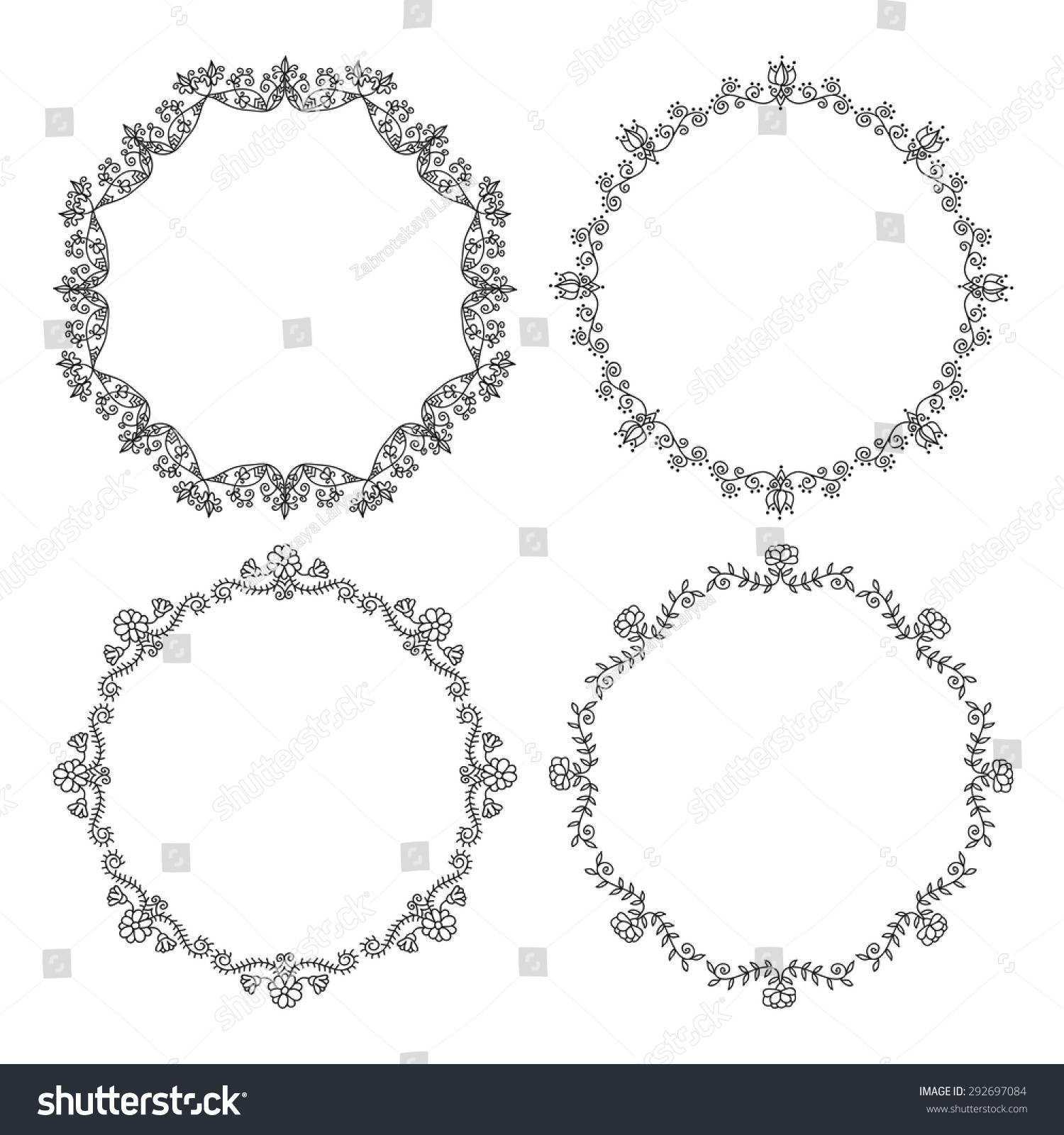 Set Hand Drawn Circle Borders Stock Illustration 292697084