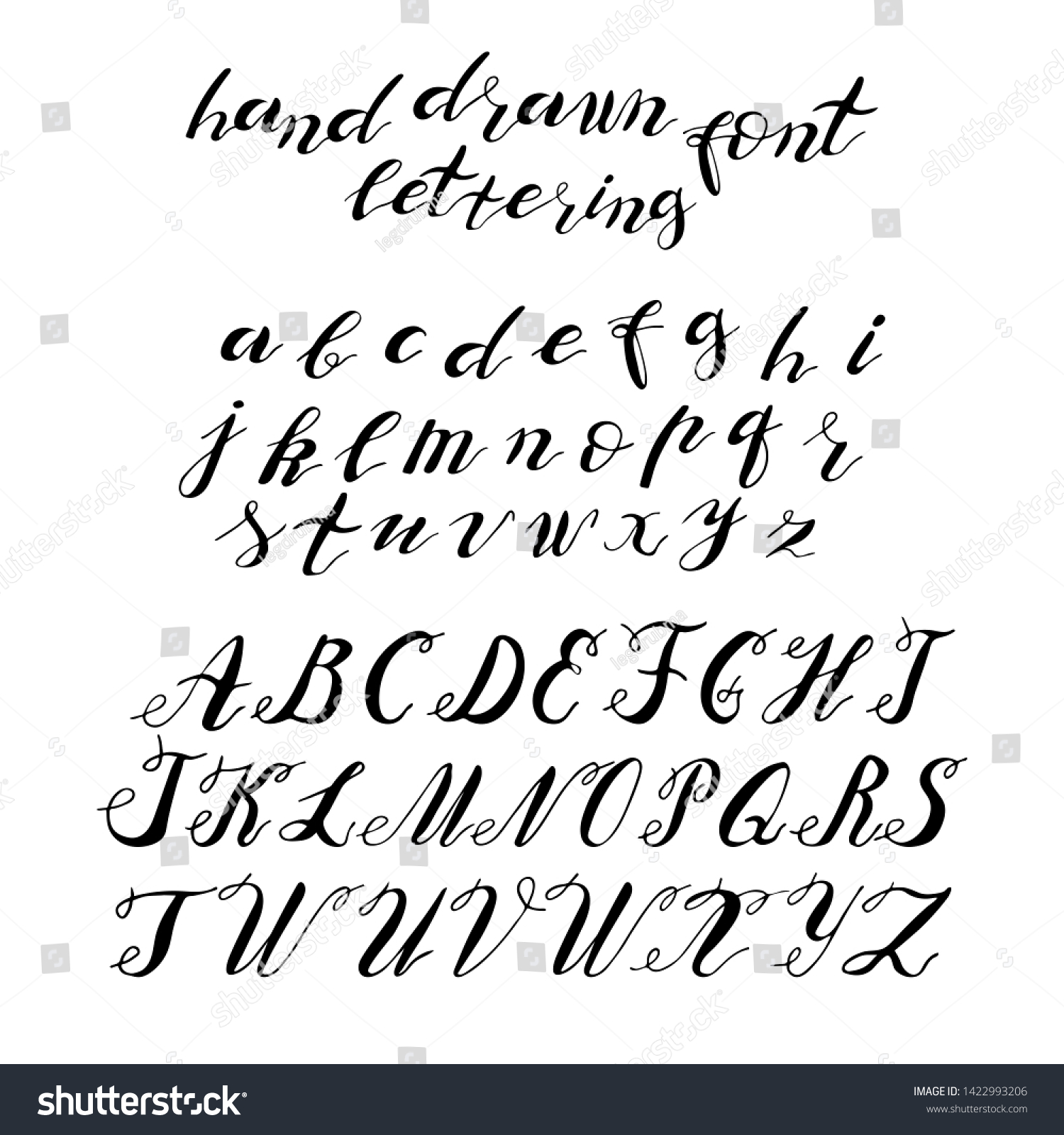 Set Hand Drawn Typeface Handwritten Characters Stock Illustration ...