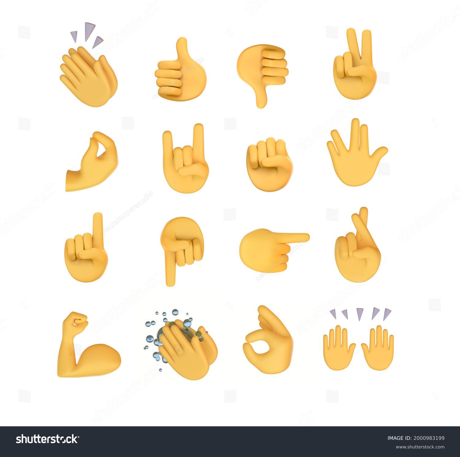 Set Hands Gesture Icons Symbols Emoji Stock Illustration 2000983199 ...