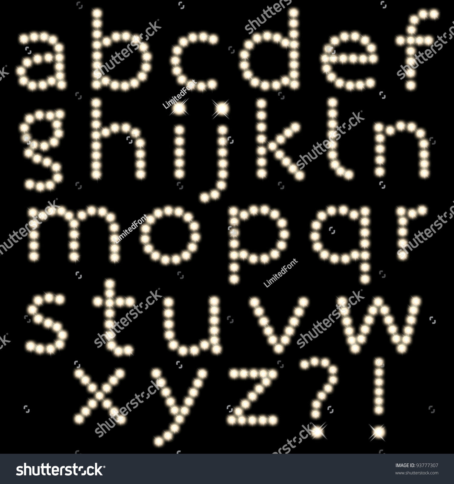 Set Of Light Bulb Letters Isolated On A Black Background Stock Photo ...