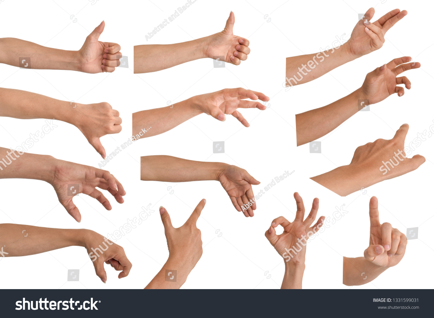 Set Male Hand Multiple Collection Gestures Stock Photo 1331599031 ...