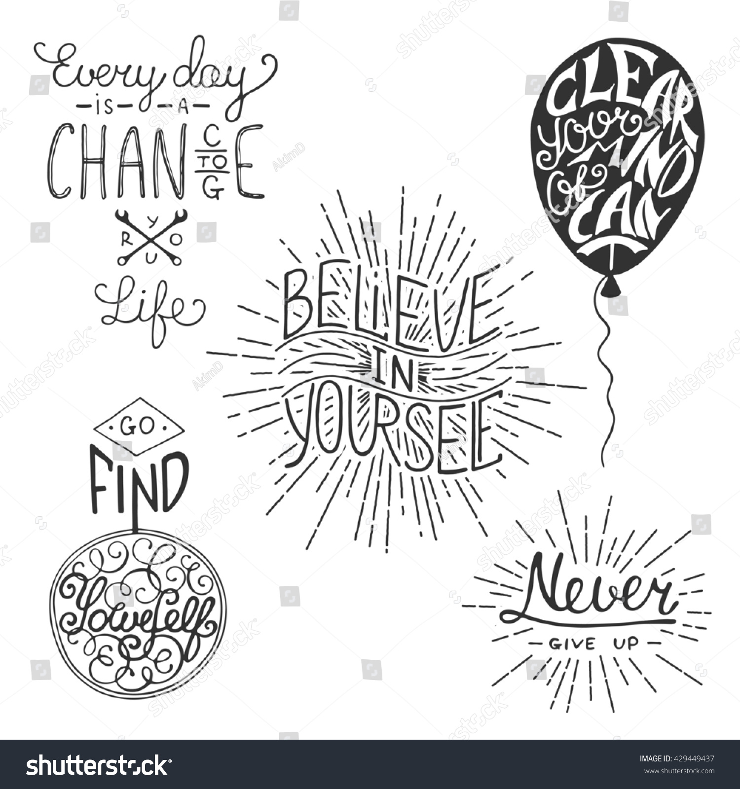 Set Motivational Lettering Greeting Cards Prints Stock Illustration ...