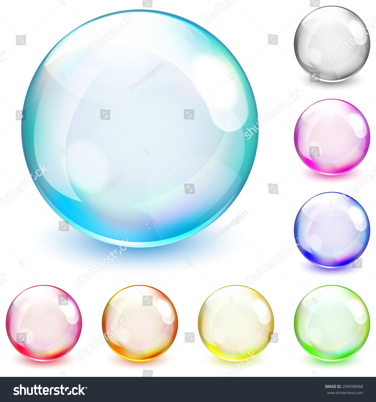 Set Multicolored Opaque Spheres On White Stock Illustration 204938968 ...