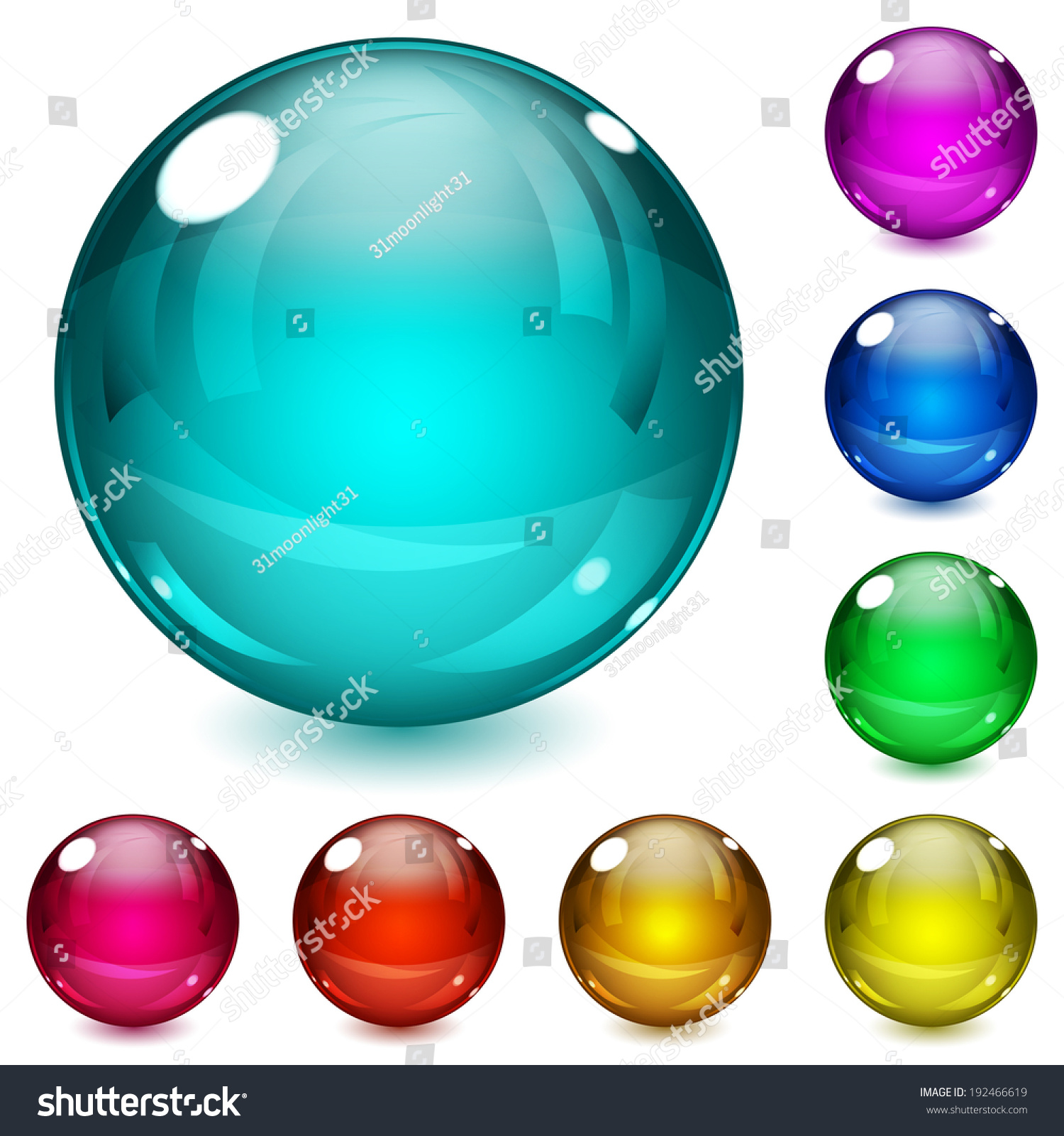 Set Of Multicolored Spheres With Shadows. Raster Version. Stock Photo ...