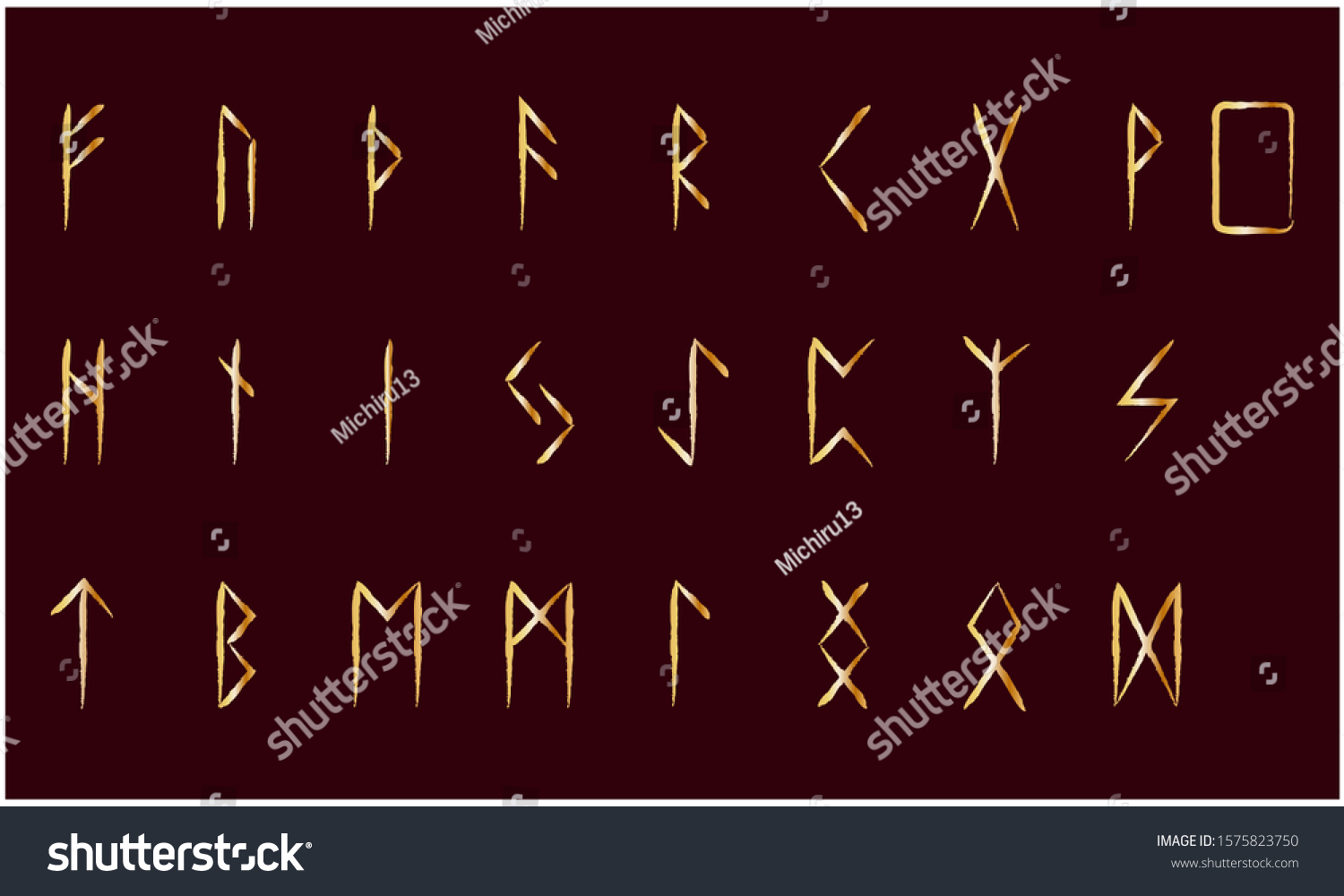 Set Old Norse Scandinavian Runes Rune Stock Illustration 1575823750