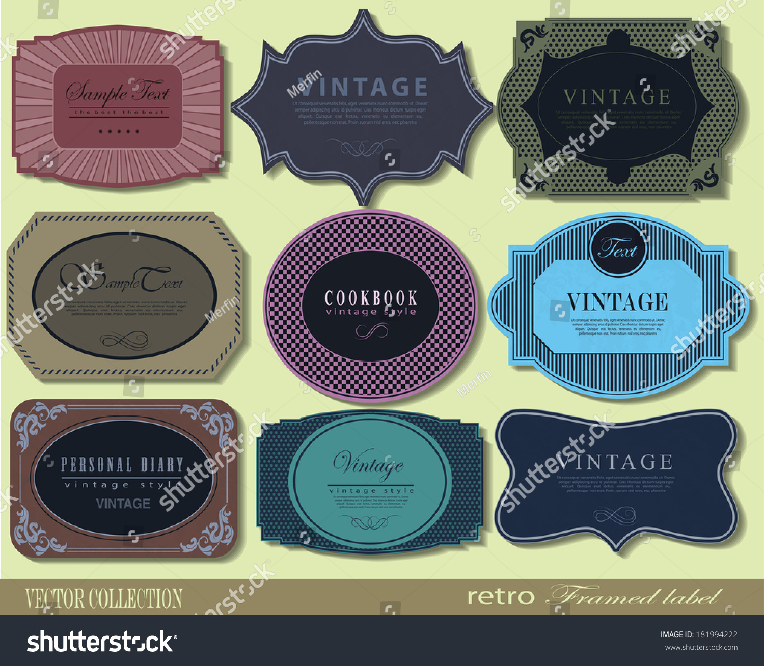 Set Of Retro Vintage Labels Stock Photo 181994222 : Shutterstock