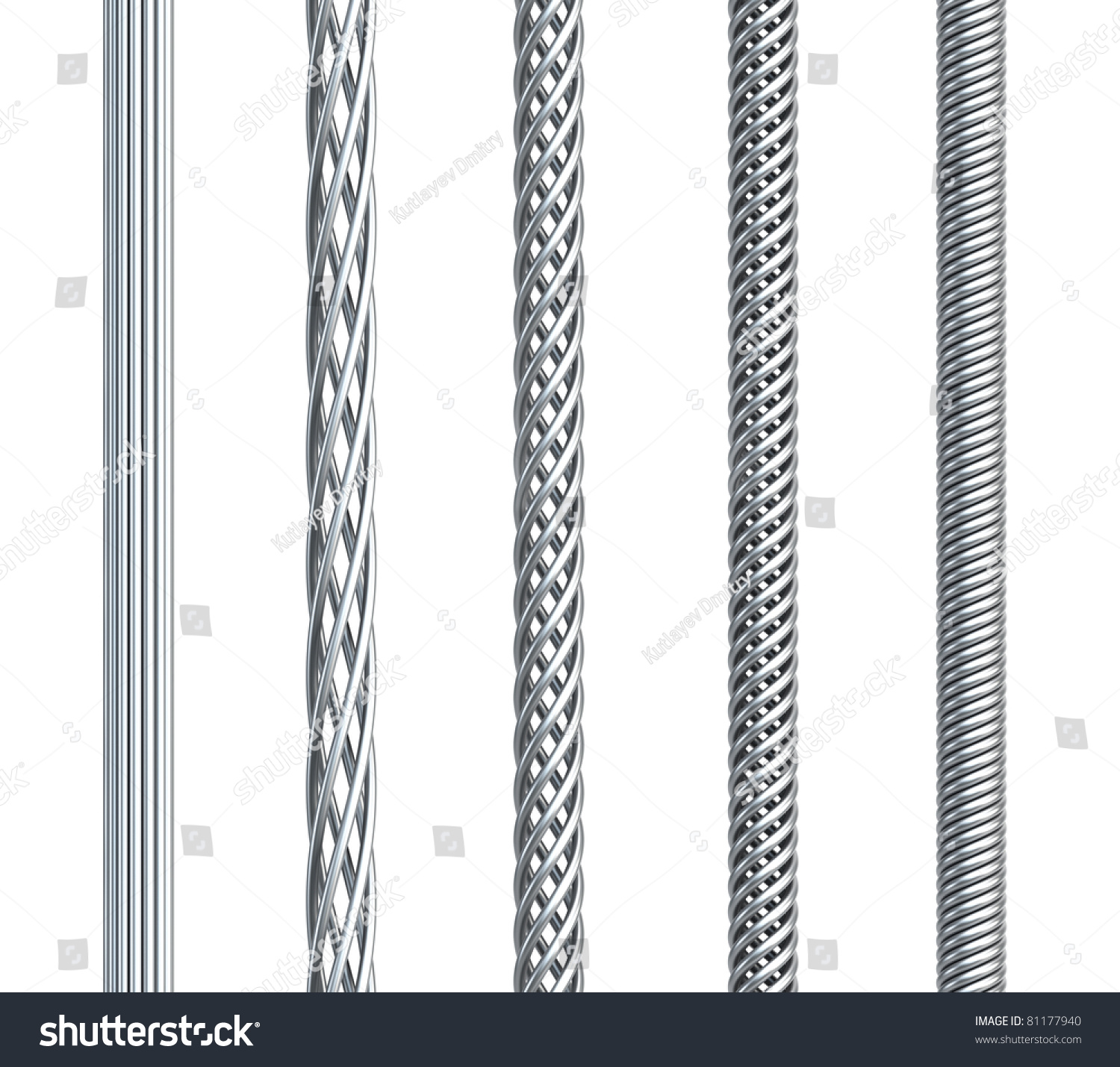 Set Of Seamless Steel Cable, Isolated 3d Render Stock Photo 81177940 ...
