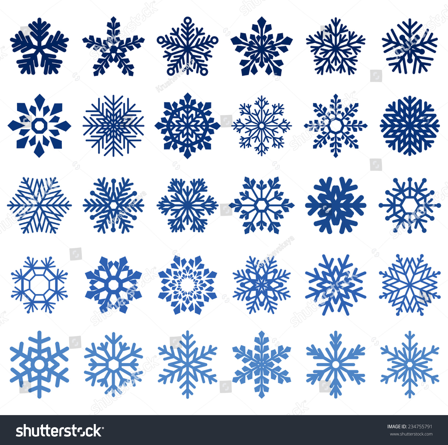 Set Of Snowflakes Stock Photo 234755791 : Shutterstock