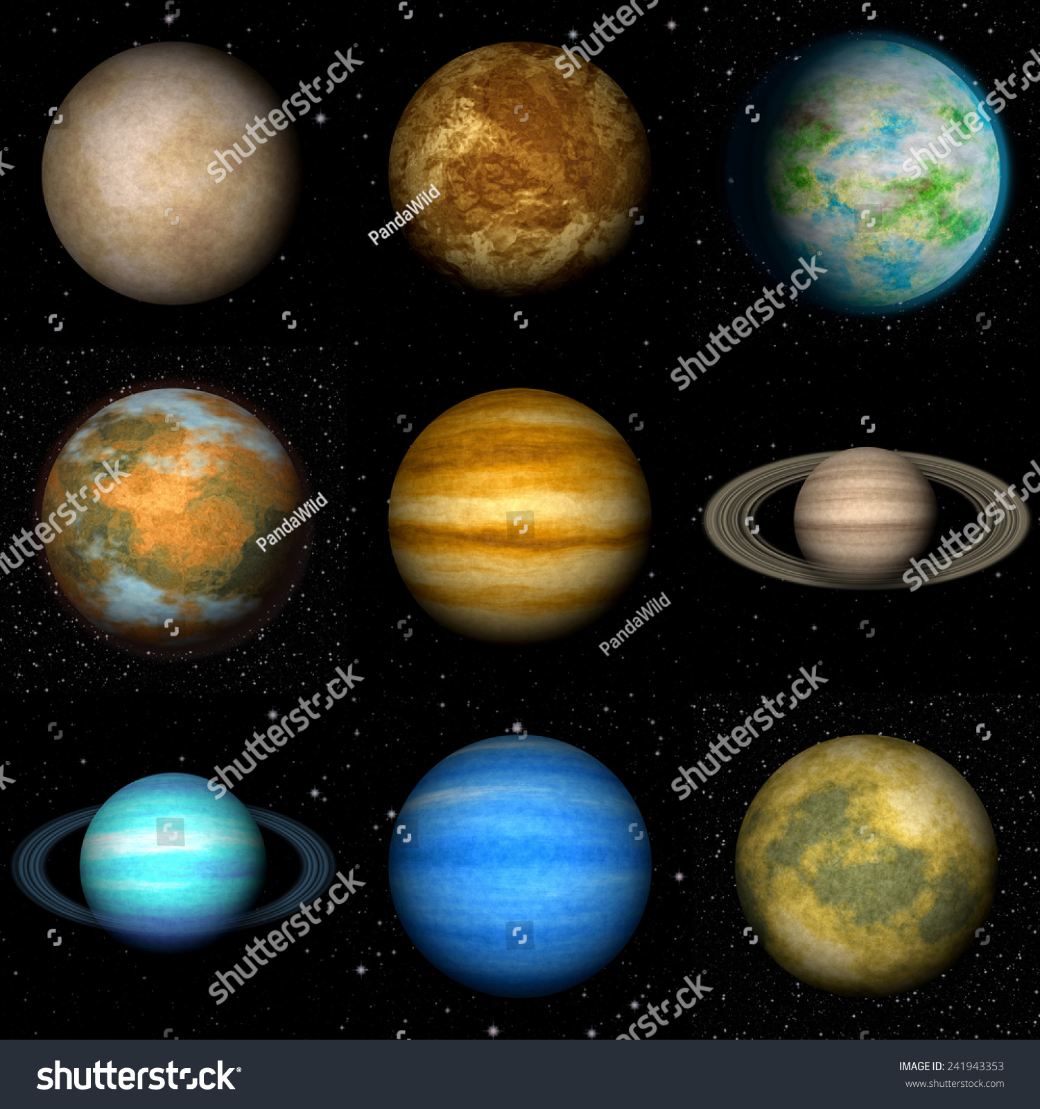 Set Solar System Planets Generated Textures Stock Illustration 241943353