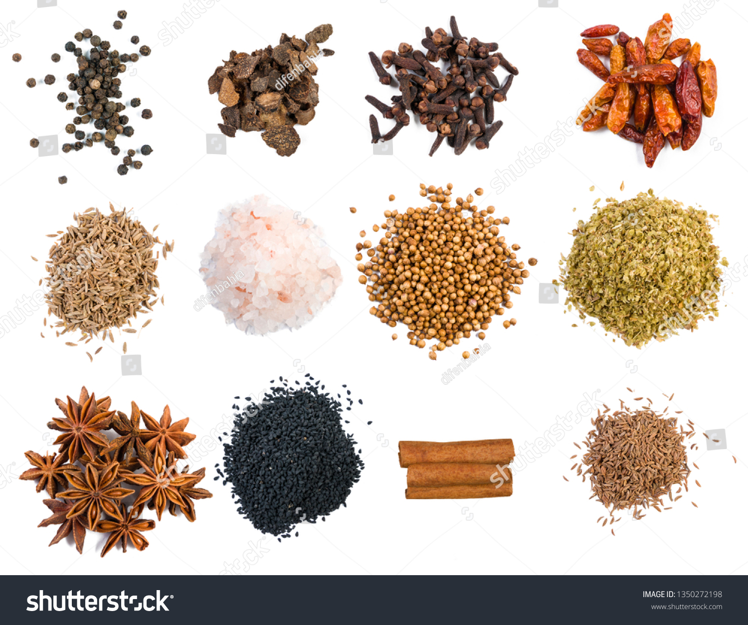 Set Spices Food Ingredients Heaps Isolated Stock Photo (Edit Now ...