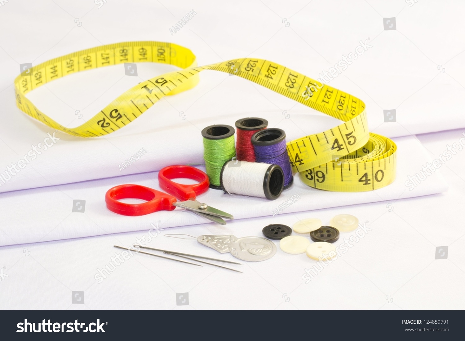 Set Tailors Tools Set Sewing Scissors Stock Photo 124859791 - Shutterstock