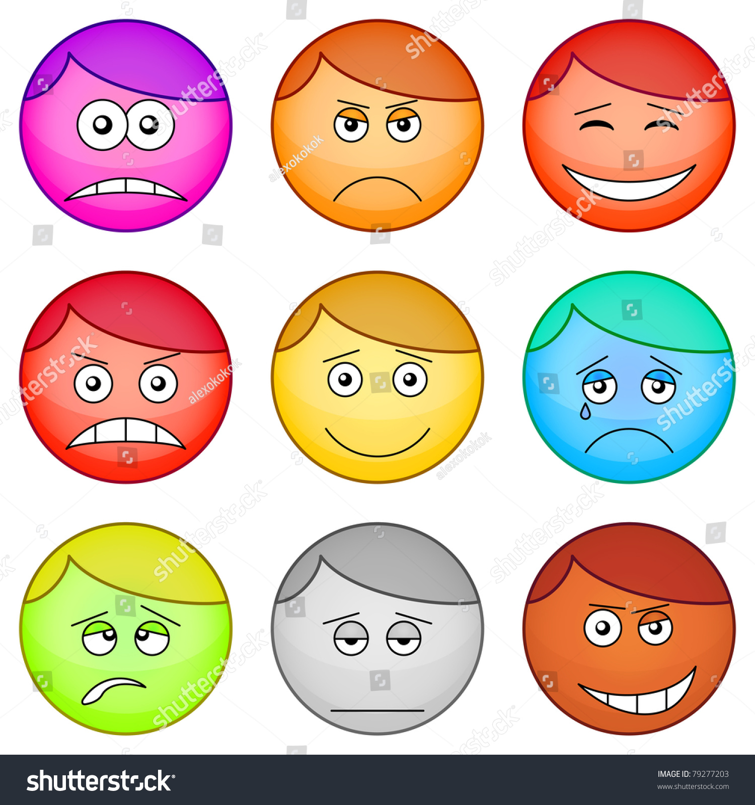 Set Round Smileys Symbolizing Various Human Stock Photo 79277203 ...