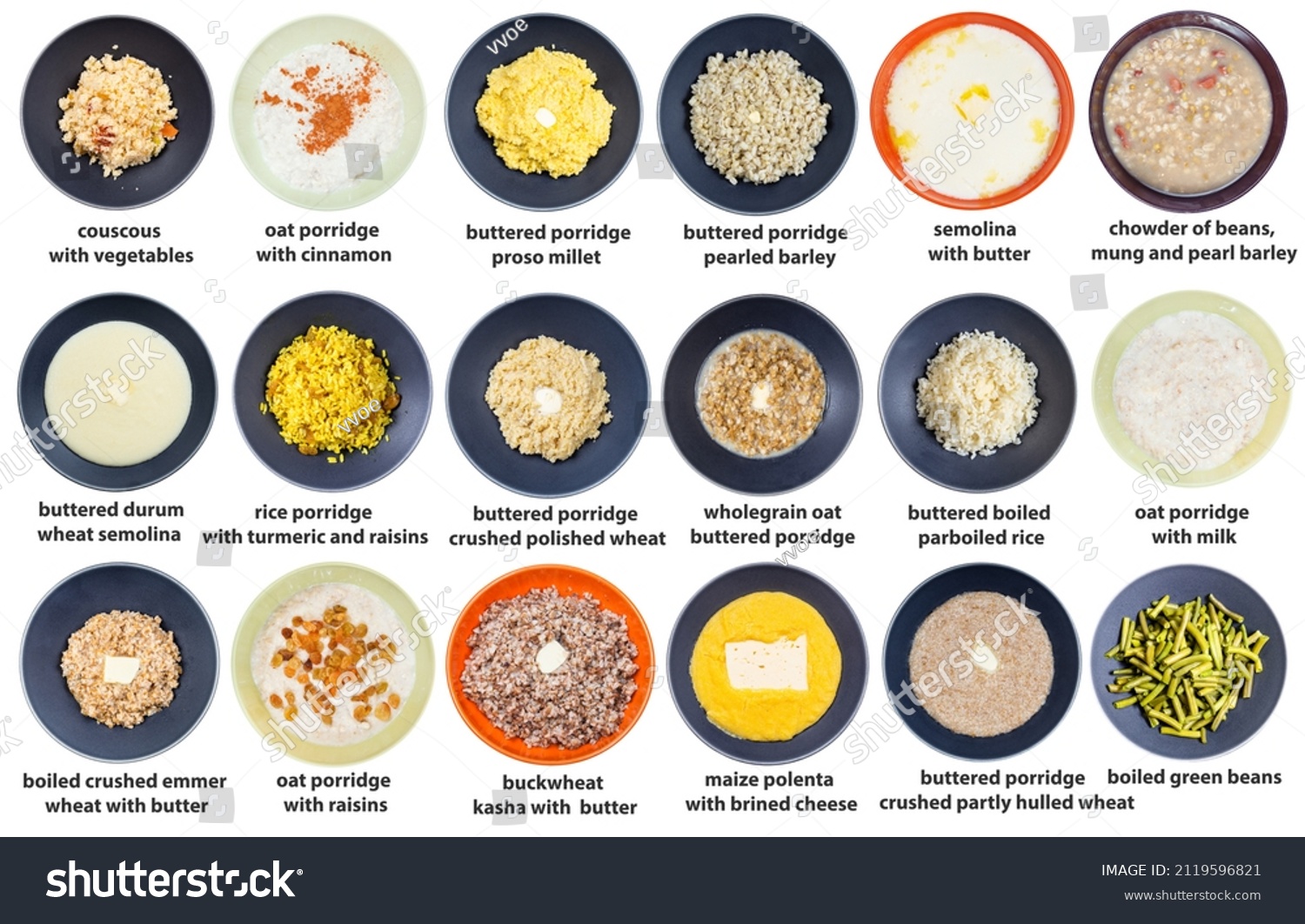 Set Top Views Various Buttered Porridges Stock Photo 2119596821 ...