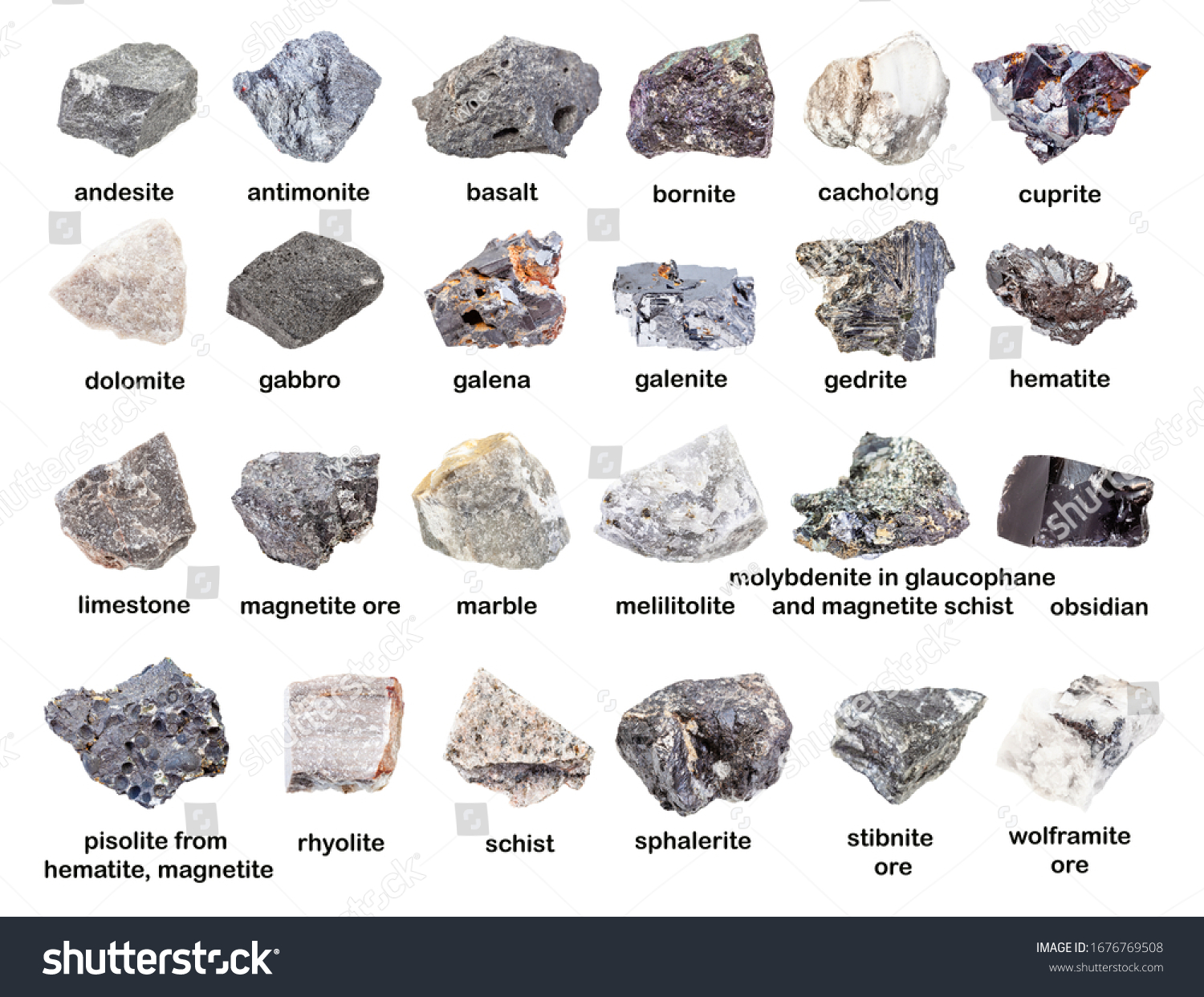 Set Various Gray Unpolished Stones Names库存照片1676769508 Shutterstock