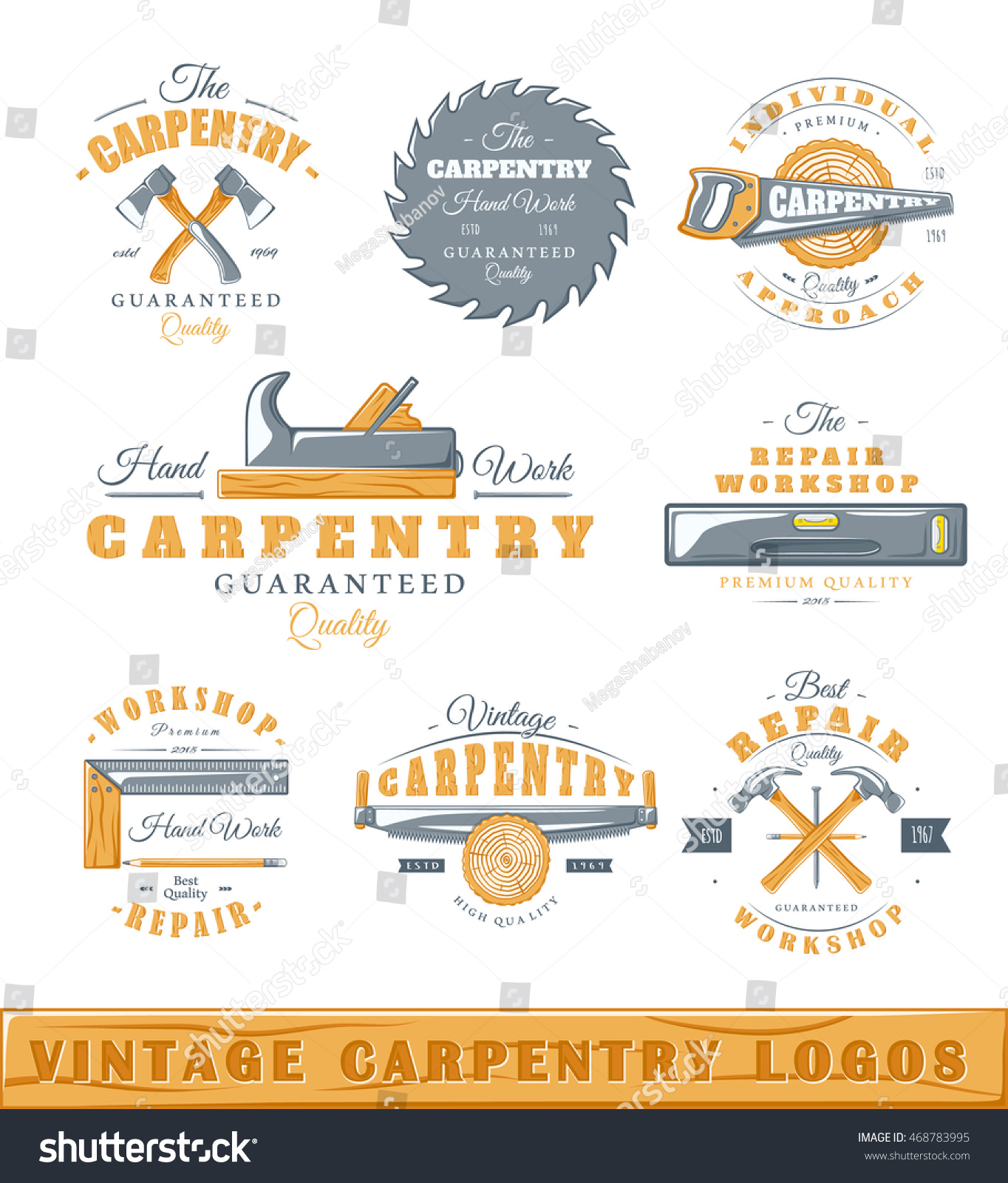 Set Vintage Carpentry Labels Posters Stamps Stock Illustration ...