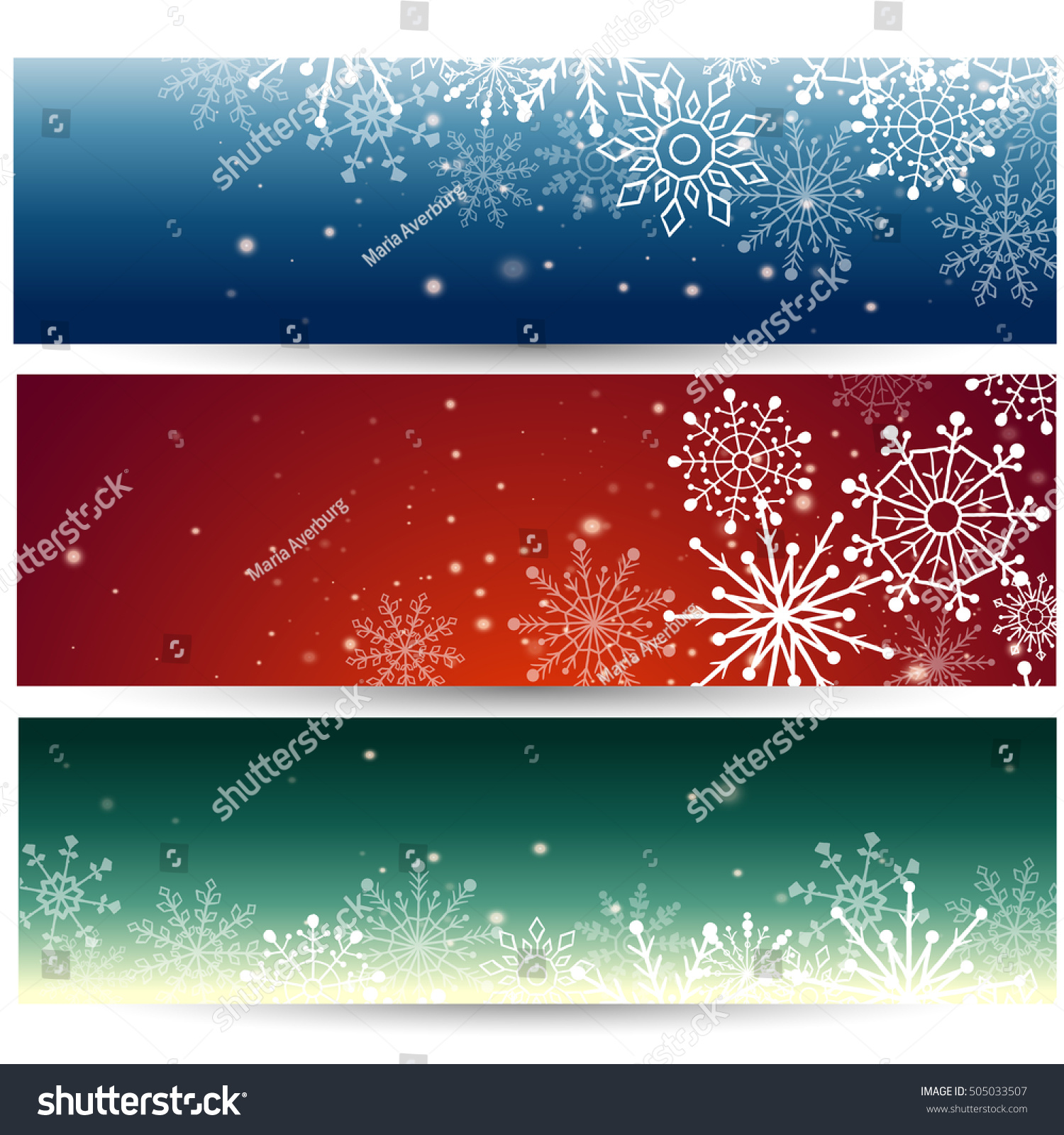 Set Of Web Banners With Snowflakes. Illustration - 505033507 : Shutterstock