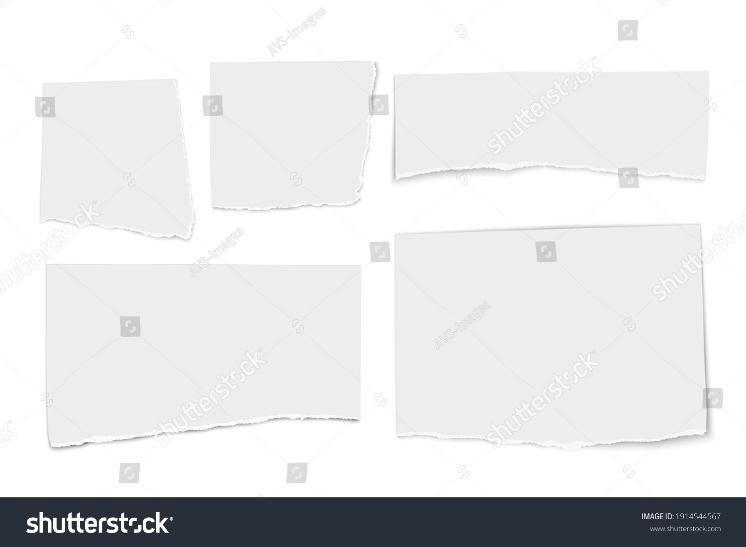 Set White Paper Tears Isolated On Stock Illustration 1914544567 ...