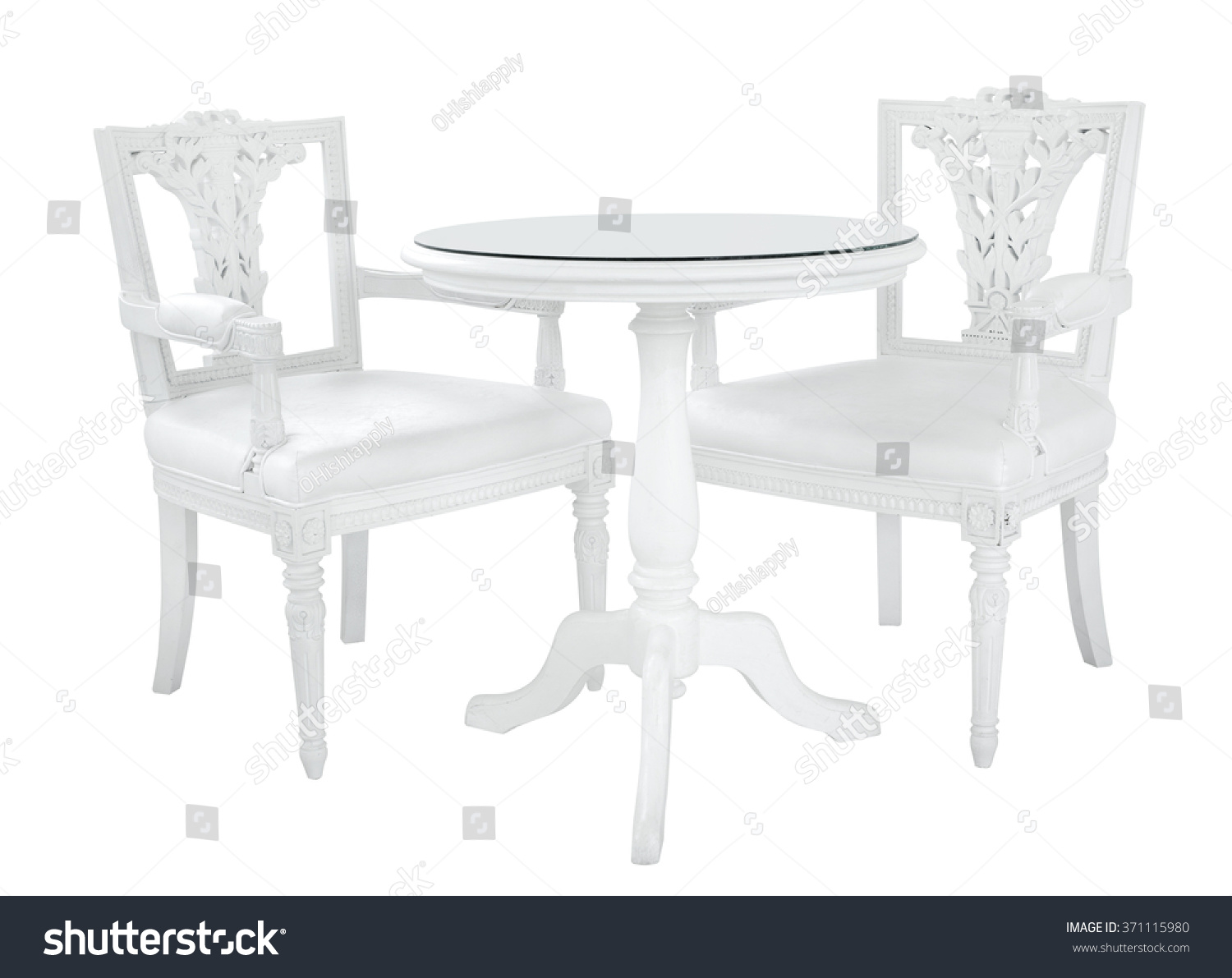 Set White Wooden Vintage Chairs Standing Stock Photo Edit Now