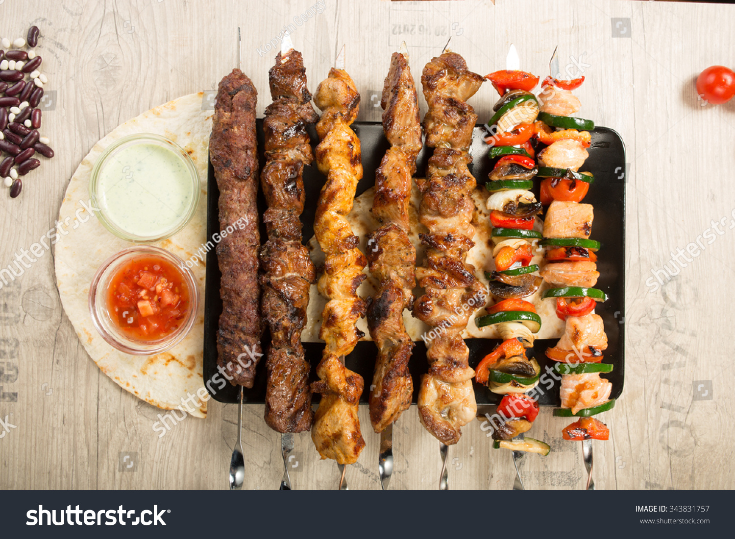 Set Shashlik Kebab Skewer Black Rectangular Stock Photo (Edit Now ...