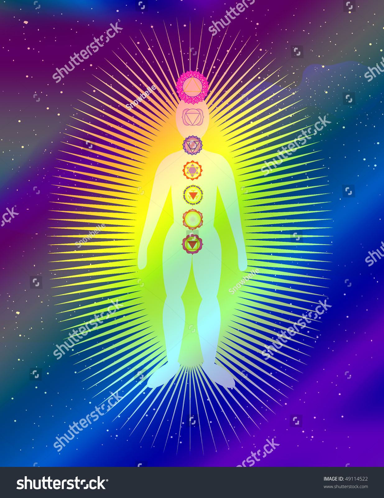 Seven Chakras Multicolored Aura Stock Illustration 49114522 - Shutterstock