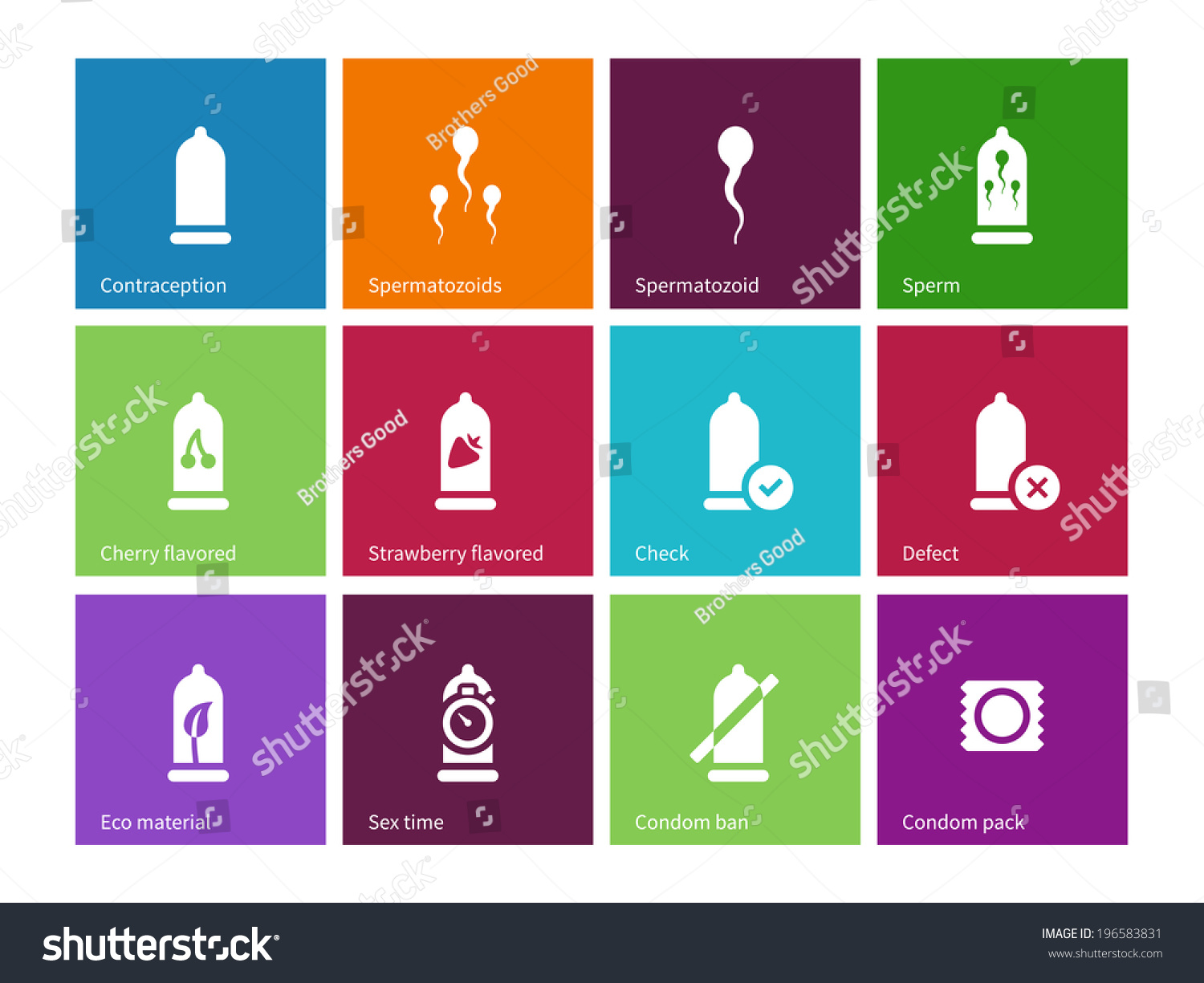 Sex Condom Icons On Color Background Stock Illustration 196583831