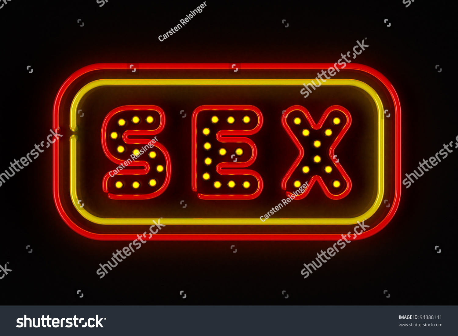Sex Neon Sign Illuminated Over Dark Stock Illustration 94888141