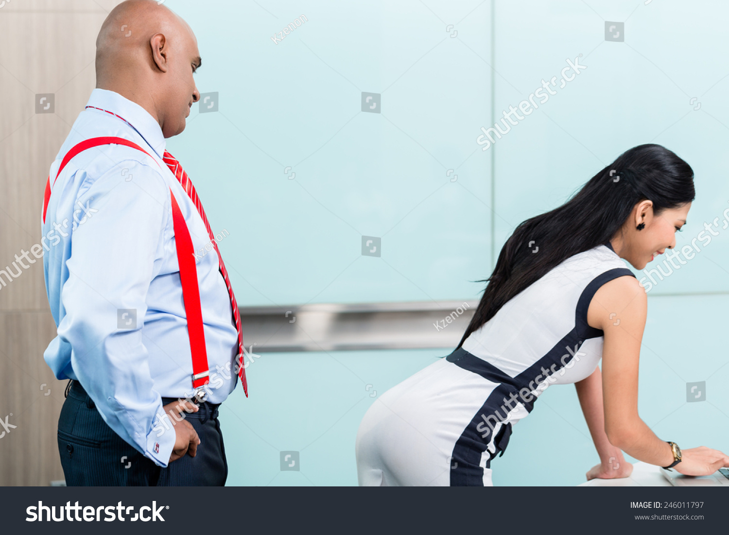 Sexual Harassment Workplace Boss Looking Butt Stock Photo