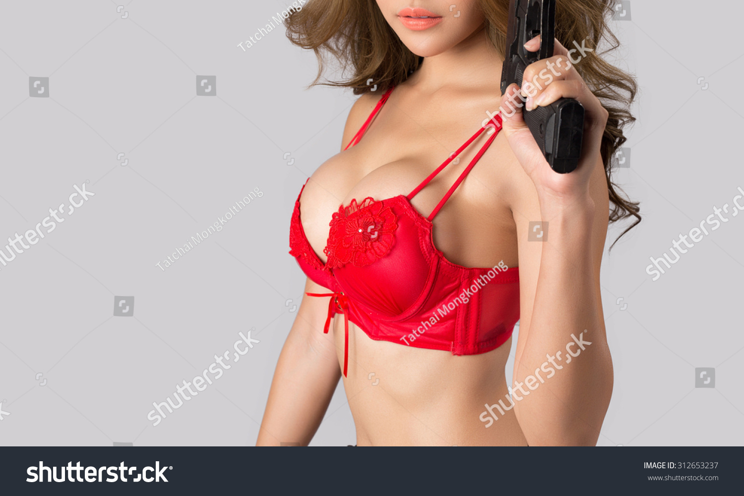 Sexy Asian Female Model Holding Guns Stockfoto 312653237 Shutterstock 1433