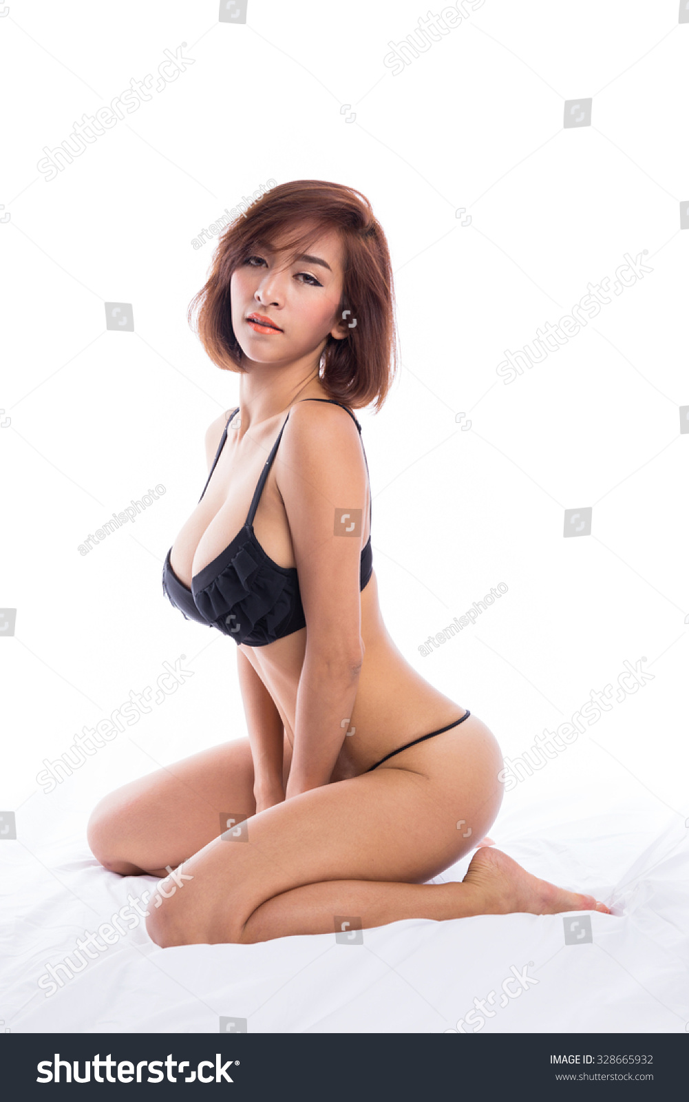 Sexy Asian Girl Wearing Lingerie Thong Foto Stok 328665932 Shutterstock