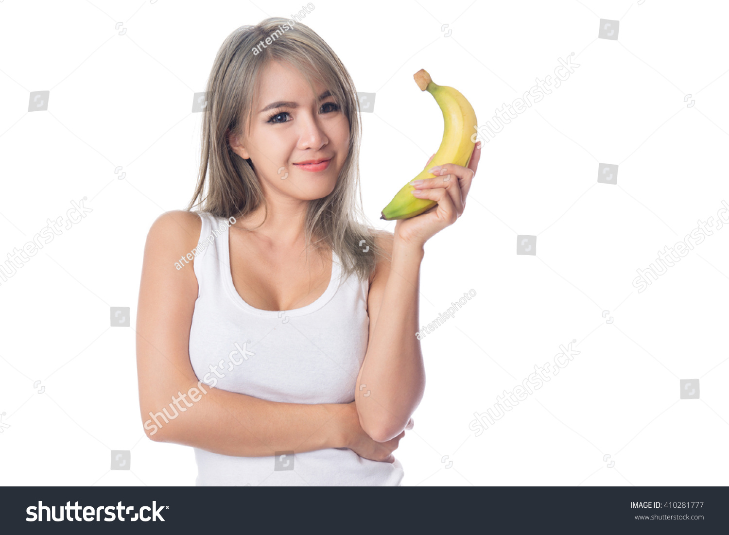 Sexy Asian Woman Holding Banana Her Stock Photo Edit Now