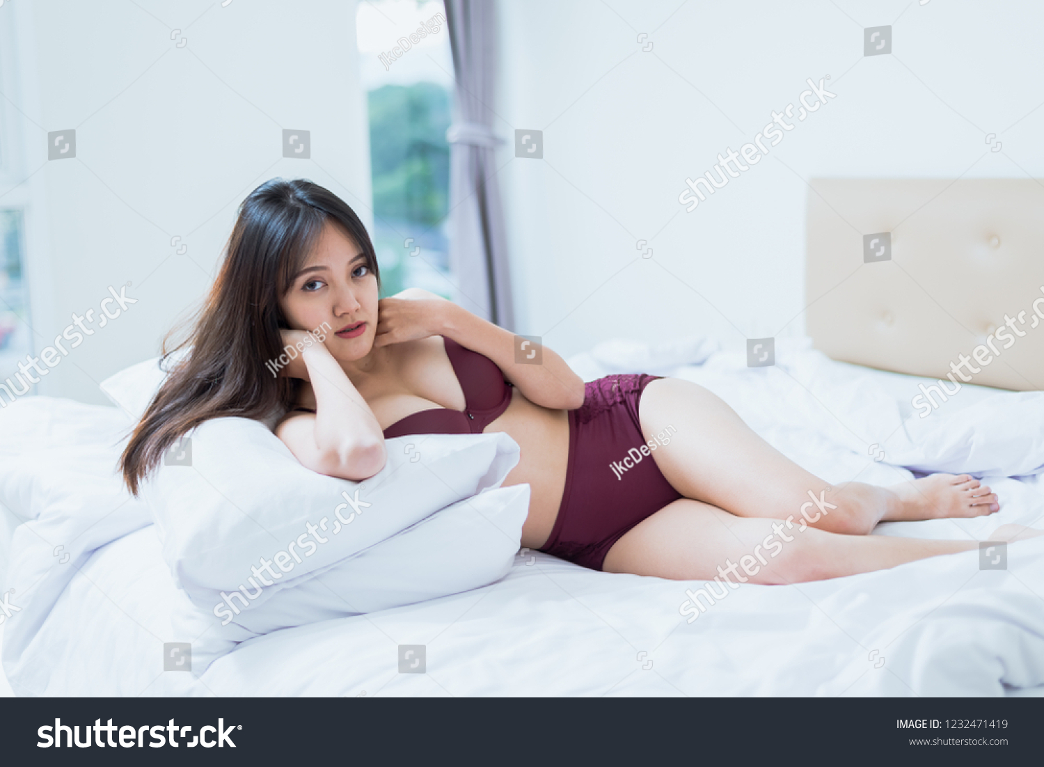 Sexy Asian Woman Lingerie Lying On Stock Photo Shutterstock