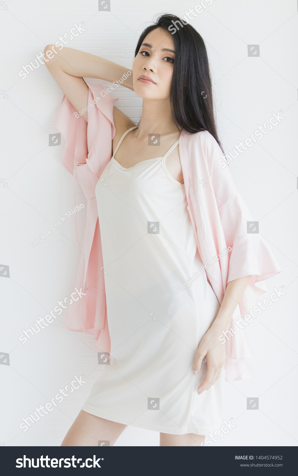 Sexy Asian Woman Model Pajamas Standing Foto De Stock Editar Ahora