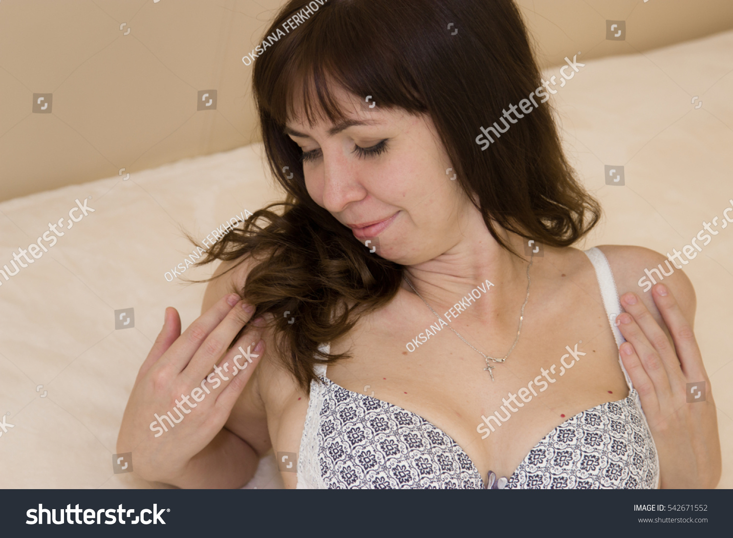 Sexy Beautiful Woman Lying Bed Sensual Foto Stok Shutterstock