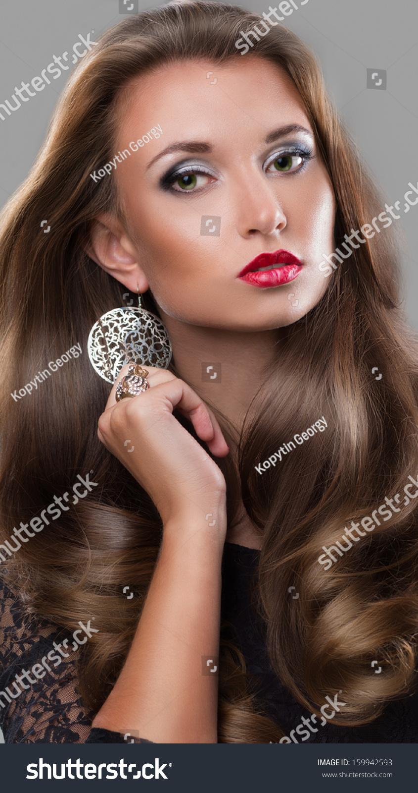 Sexy Beauty Girl Red Lips Make库存照片159942593 Shutterstock