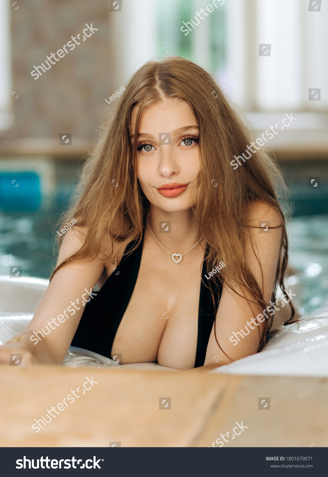 Sexy Blonde Beautiful Figure Lying Pool Stock Photo Shutterstock