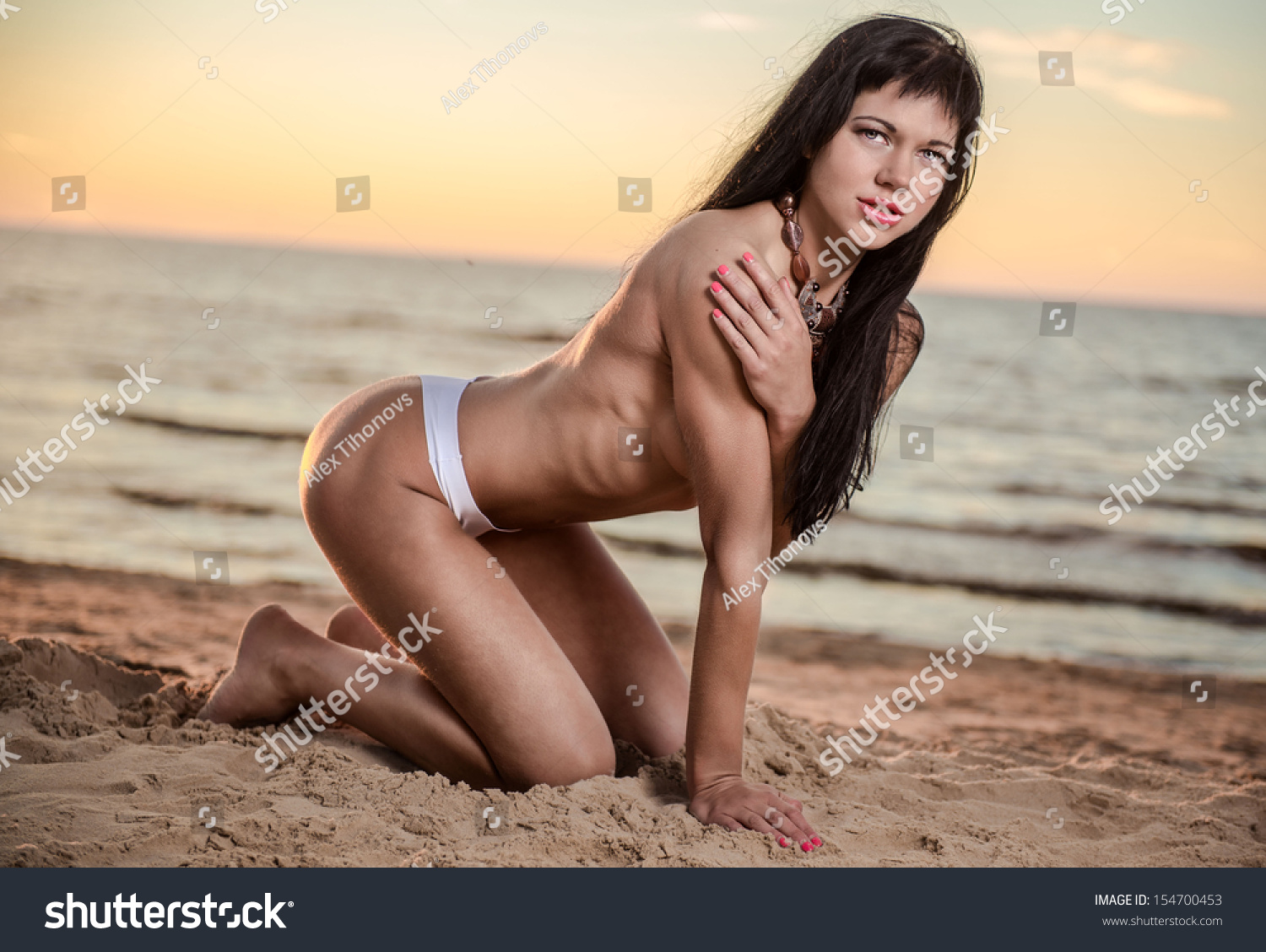 Brunette Topless Beach