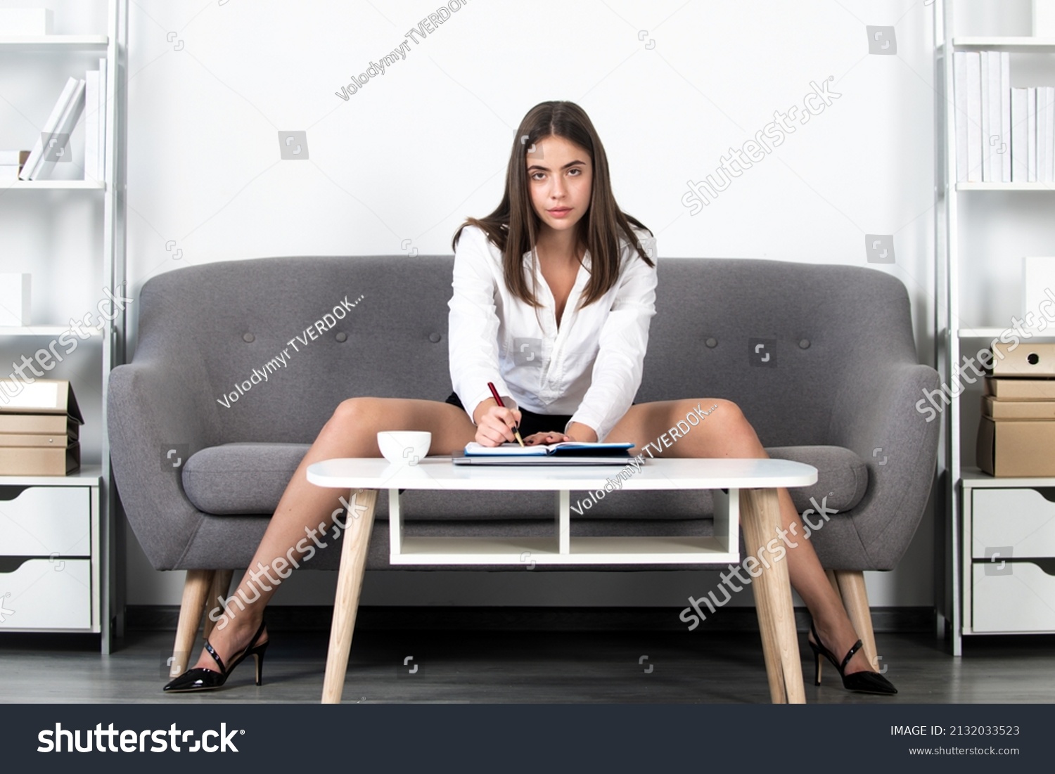 Sexy Business Frau Verführerische Sexy Sekretärin Im Stockfoto