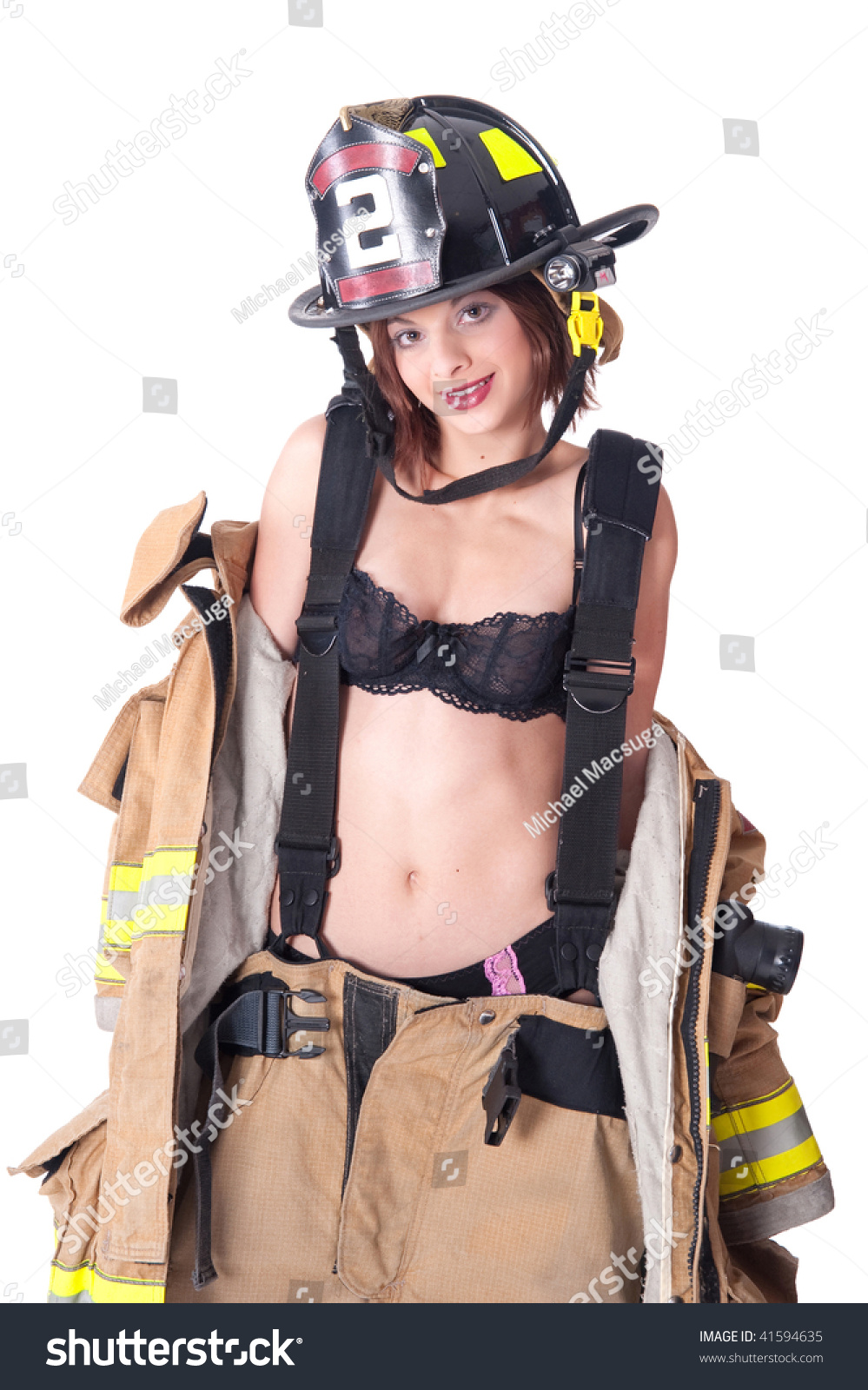 Naked Girl Dressed Up As Firefighter