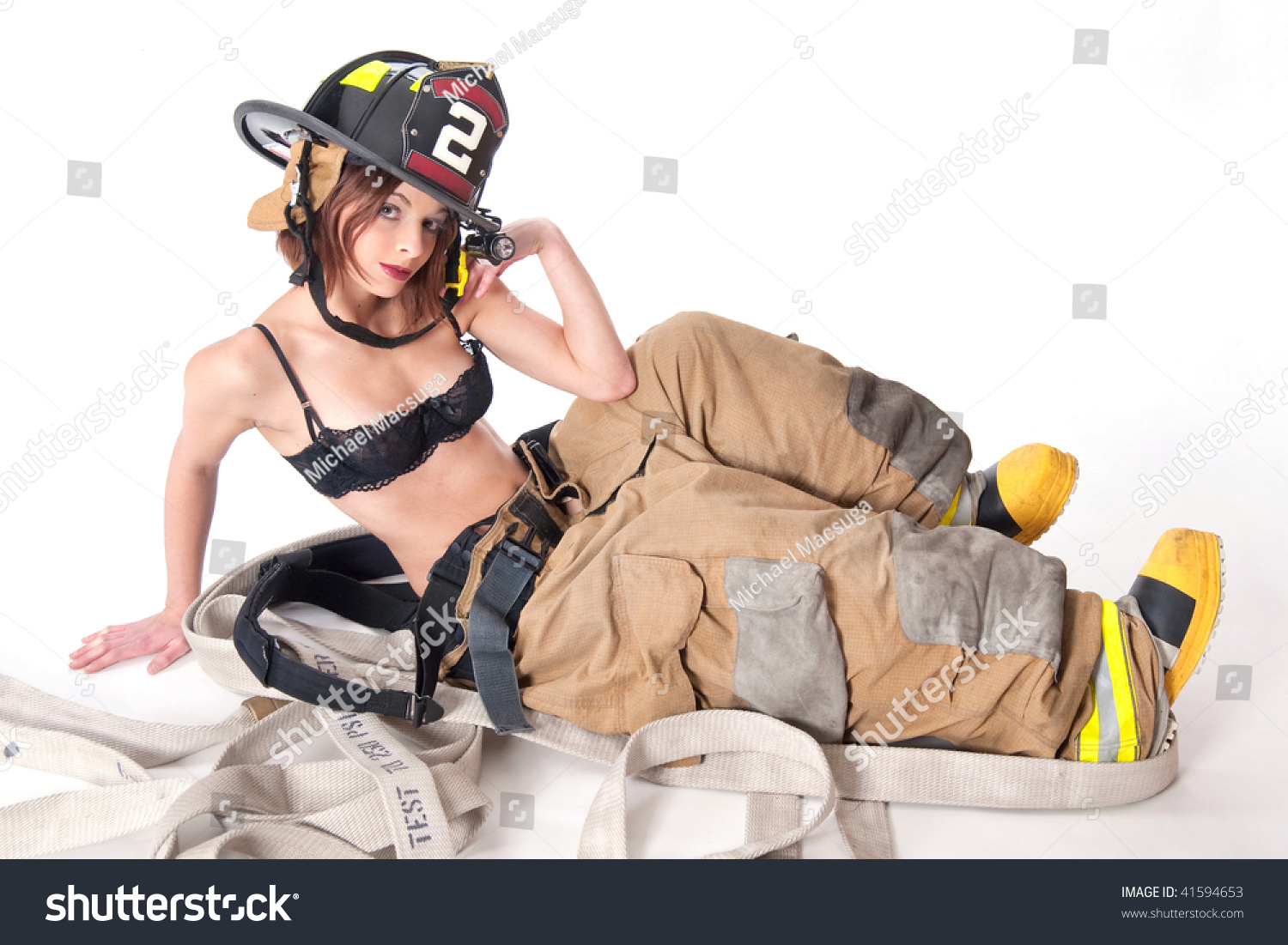 Sexy Female Firefighter Turnout Gear Helmet库存照片41594653 Shutterstock