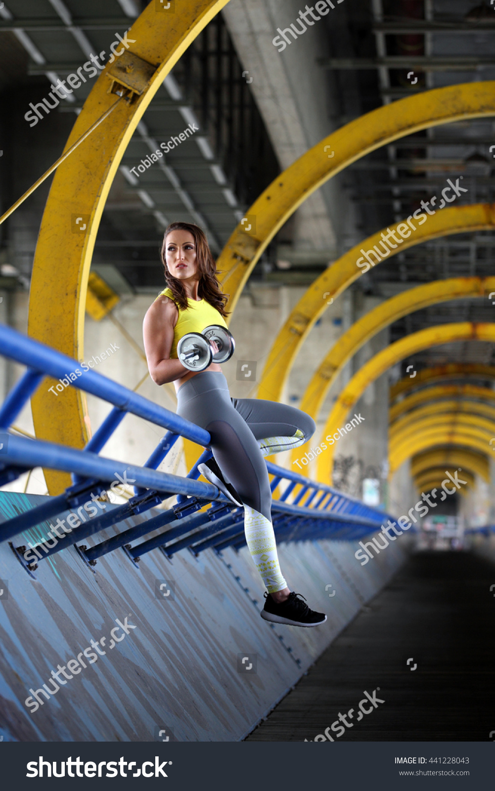 Sexy Fitness Girl Doing Exercise Dumbbell Foto Stok 441228043 Shutterstock