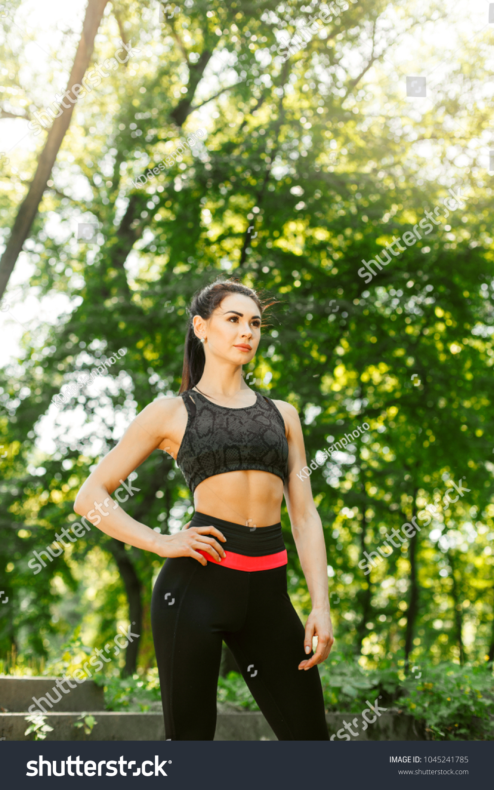Photo De Stock Sexy Girl Doing Stretching Warmup Exercise 1045241785 Shutterstock 